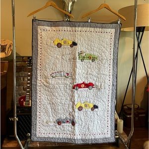 Pottery Barn Kids Organic Cotton Race Car Crib Quilt